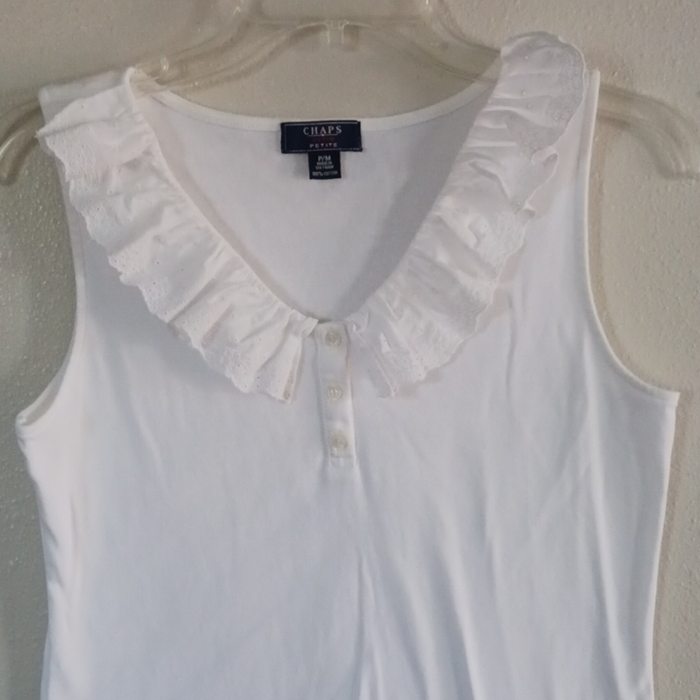 Chaps V Neck Ruffle Tank - Picture 3 of 4